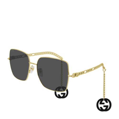 GUCCI/古驰 迷链系列 倪妮 鹿晗 李宇春 萧敬腾 潘玮柏 众多明星同款 网红街拍 可拆卸 男女款 太阳镜 金色镂空 灰色 棕色 镜片 墨镜 眼镜 GG0724S 61mm GUCCI 古驰