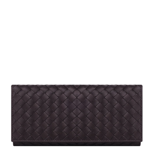 Bottega Veneta/葆蝶家 男女同款中性深咖色牛皮经典编织长款双折钱夹钱包卡包手包手拿包 120697-V4651-2006