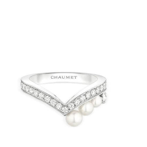 Chaumet/尚美 经典JOSéPHINE系列 18k金白金约瑟芬皇后珍珠钻石戒指 083290
