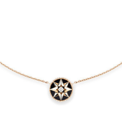 DIOR/迪奥  明星同款ROSE DES VENTS 八芒星镶嵌钻石缟玛瑙玫瑰金项链 JRDV95019_0000