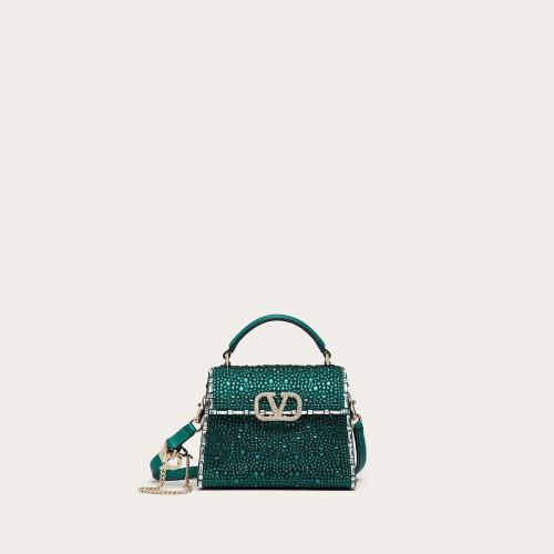  VALENTINO华伦天奴 22年秋冬 女士 单肩包 MINI SAC a MAIN VSLING A_VEC BRODERIE BIJOU 1W2B