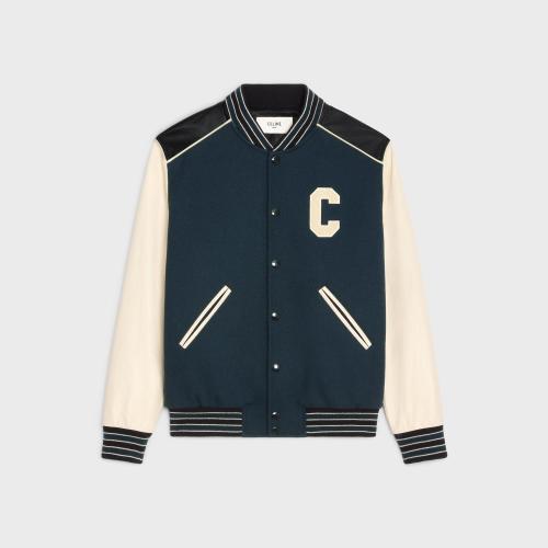  CELINE赛琳思琳 22年秋冬 男士 夹克 纹理羊毛超大学院风夹克 2V56D896C.07VY