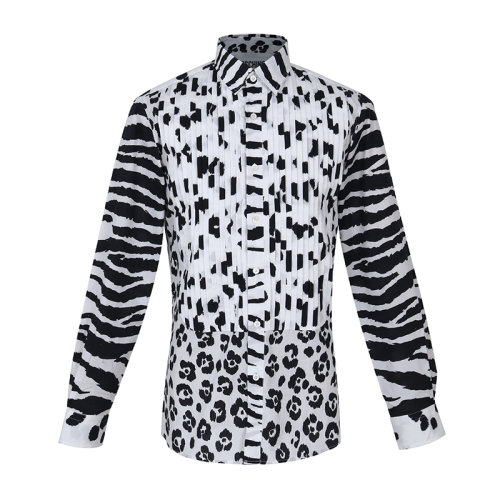 MOSCHINO/莫斯奇诺  男装 服装 黑白花色棉质时尚休闲 男士长袖衬衫 ZA02105235