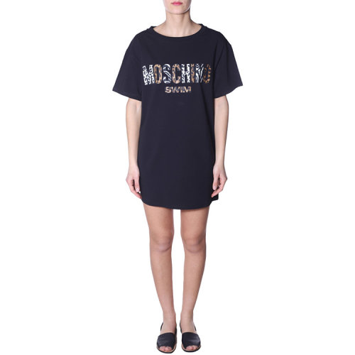 MOSCHINO/莫斯奇诺  春夏 T恤裙 女性 短袖 LOGO 黑色 女士连衣裙 A1903 2116 555