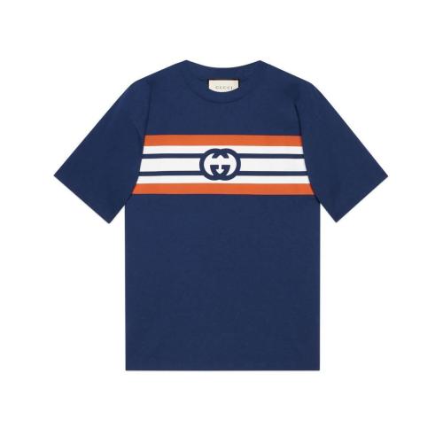  GUCCI古驰 22年秋冬 男士 互扣式双G条纹印花T恤 616036 XJDAG 4684