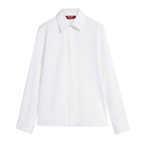 MaxMara/麦丝玛拉 22年秋冬新款 ORAFO系列 女士白色印花棉质尖领衬衫6116022906001