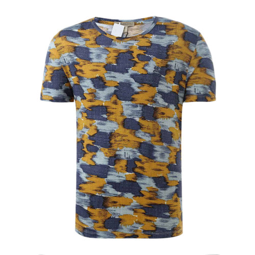 BURBERRY/博柏利 男士拼色棉质涂鸦圆领花色休闲短袖T恤 3962594