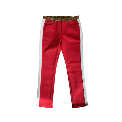 Burberry博柏利  女士红白拼接鹿纹牛仔裤