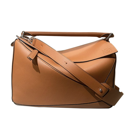 LOEWE/罗意威 经典款Puzzle系列 女士大号棕褐色小牛皮单肩斜挎手提拼图包0010477131