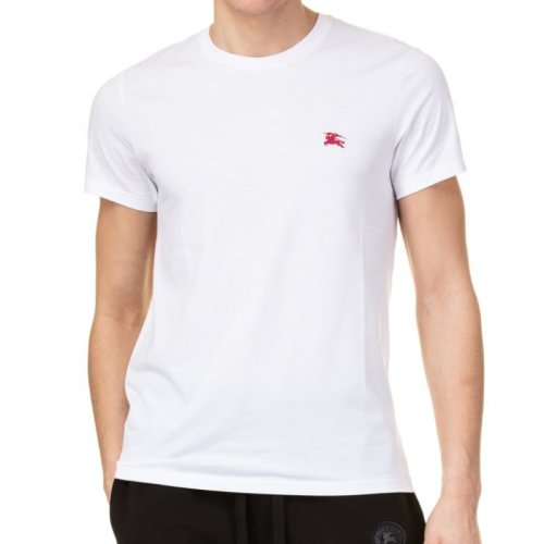 BURBERRY/博柏利 白色男士短袖T恤 红色战马刺绣胸标 80038311-O【奥莱】