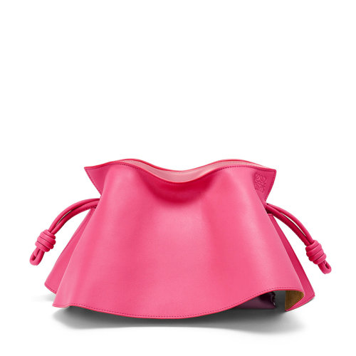 LOEWE/罗意威 22新款Flamenco系列 女士樱桃色纳帕牛皮革徽标压纹磁扣开合单肩手拿花瓣包A411M12X01-7925