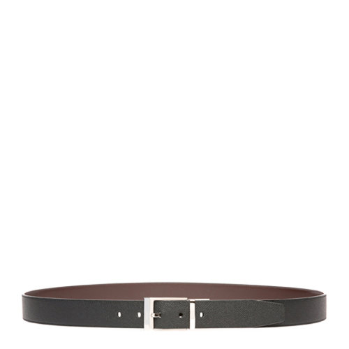 BALLY/巴利 Shiff系列男士纯色粒面压花小牛皮银色金属搭扣可调节双面皮带腰带 6221536