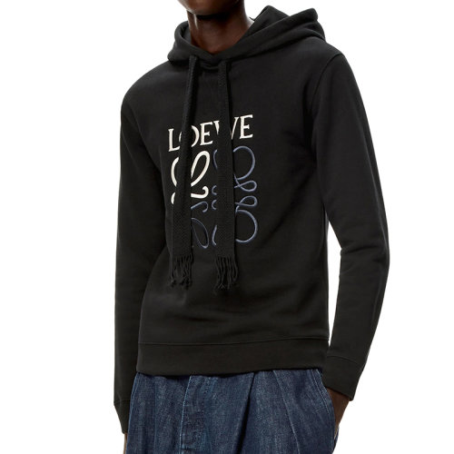 LOEWE/罗意威 22年春夏新款 男士黑色纯棉双色Logo连帽衫卫衣H526Y25X08-1100