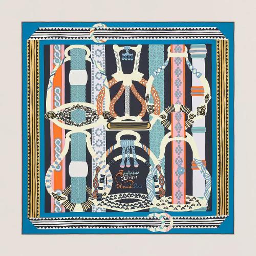  HERMES爱马仕 22年秋冬 女士 围巾 Carre 90 Fantaisie d%26s;Etriers H003921S 02