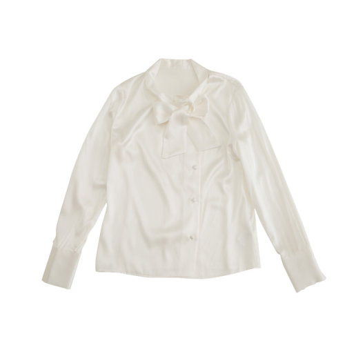 GeleiStory/GeleiStory  春夏新款系带灯笼袖长袖宽松白色衬衫女  女装＞女士衬衫＞女士长袖衬衫