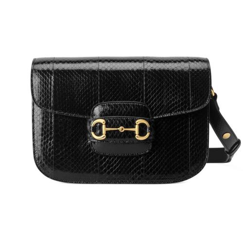  GUCCI古驰 22年秋冬 女士 Gucci 1955马衔扣蛇皮肩背包 602204 LYQ0G 1000