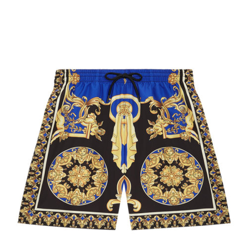 VERSACE/范思哲 男士多色拼色尼龙混纺弹性纤维经典巴洛克印花装饰抽绳腰短裤泳裤男裤 ABU08029-A233002-A7343