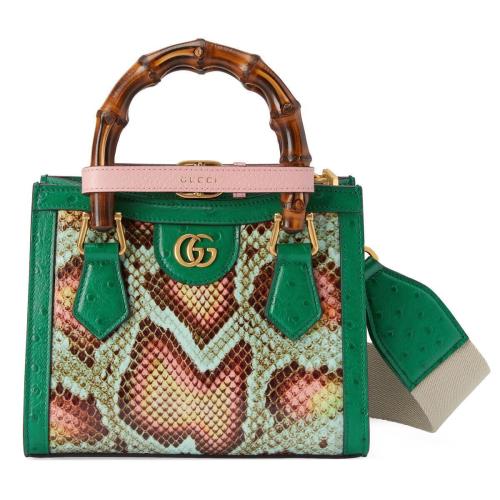  GUCCI古驰 22年秋冬 女士 Gucci Diana竹节蟒蛇皮迷你托特包 702732 E12JM 3581