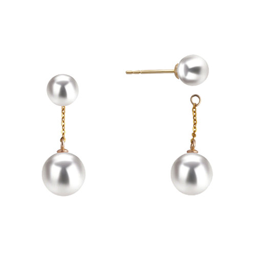 zhuella/珠艾乐 可脱卸款 日本akoya海水珠18k金耳环耳钉耳饰