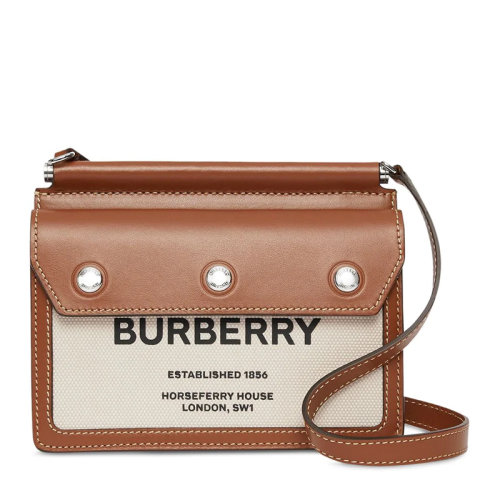 BURBERRY/博柏利 女士拼色小牛皮迷你 Horseferry印花泰尔特手袋单肩包斜挎包女包 8014611