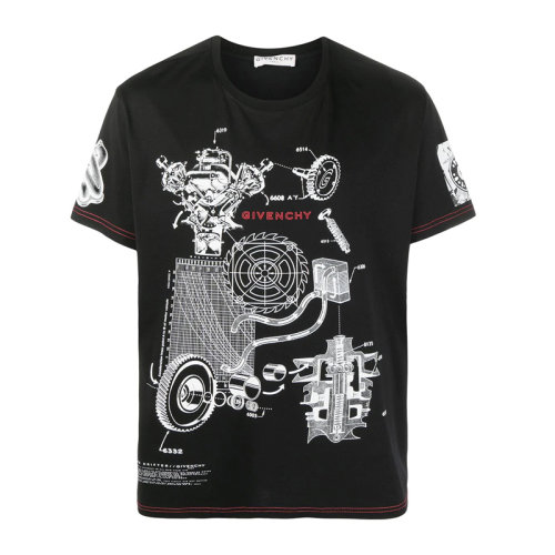 GIVENCHY 纪梵希  男装 服饰 黑色圆领棉质时尚休闲 男士短袖T恤