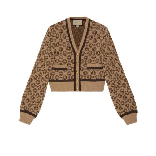  GUCCI古驰 22年秋冬 女士 马衔扣羊绒提花开衫 717533 XKCSX 2337