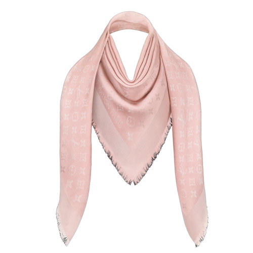 预定1个月 Louis Vuitton/路易威登新款 女士粉色老花图案真丝围巾披肩M70805