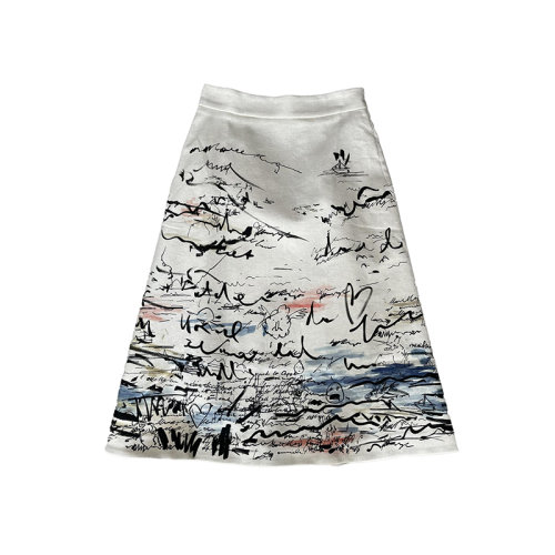 Burberry 博柏利  女士涂鸦海滨棉麻长裙