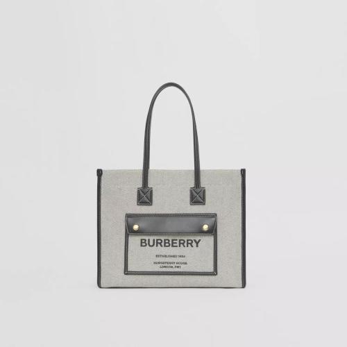  BURBERRY 22年秋冬 女士 Freya 小号双色帆布拼皮革芙蕾雅包 80441371 预定商品1-3周发货