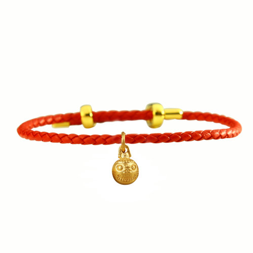 GJY/古金玥 24K古法黄金 吞金兽足金999珐琅烧蓝转运珠招财纳福手链