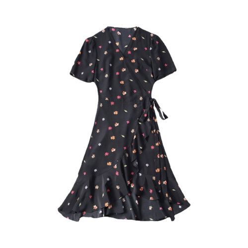 GeleiStory/GeleiStory  夏季新款时尚收腰印花真丝连衣裙    女装＞女士裙装＞女士连衣裙