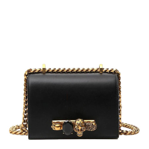 Alexander McQueen/亚历山大麦昆  女士小牛皮小号骷髅头装饰翻盖单肩包斜挎包女包 558541-CMO0T 多色可选