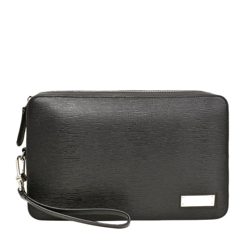 BALLY/巴利 男士黑色树纹小牛皮金属徽标钱包手拿包男包 6225442