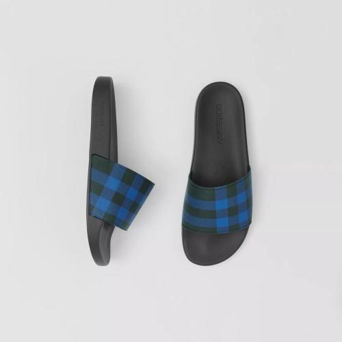  BURBERRY 22年秋冬 男士 格纹印花拖鞋 80593141