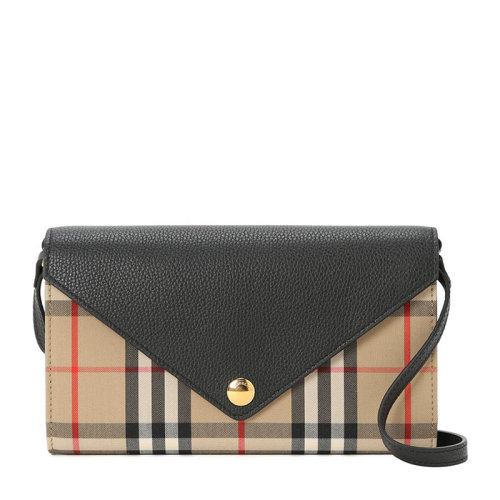 BURBERRY/博柏利 Vintage 格纹拼牛皮革钱夹（含可拆式背带） 80225601