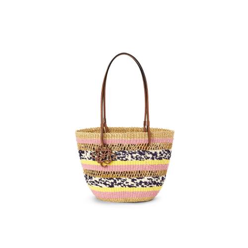  LOEWE罗意威 22年秋冬 女士 手提包 Basket Tote in elephant grass and calfskin A223S91X01-
