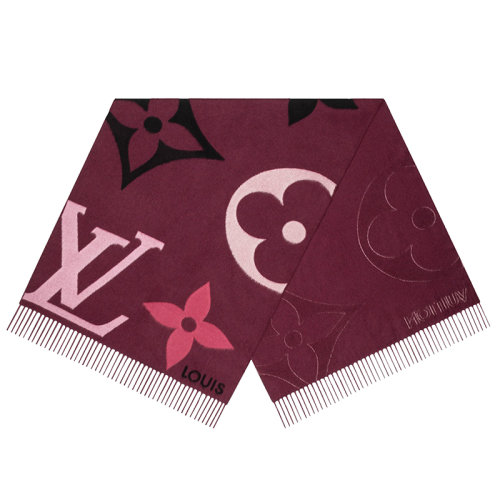 Louis Vuitton/路易威登新款 THE ULTIMATE系列 女士波尔多红羊绒和羊毛混纺围巾M76886