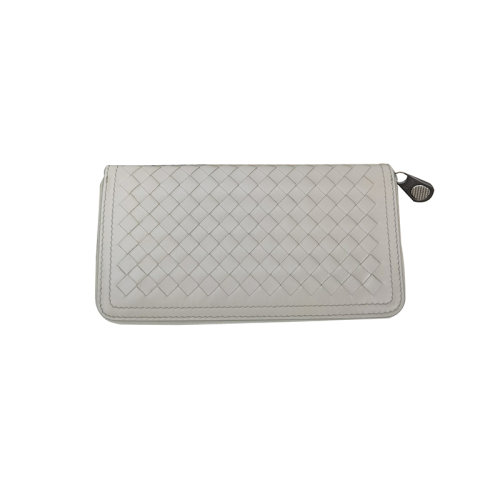 BV 葆碟家 大象灰编织全皮拉链钱包