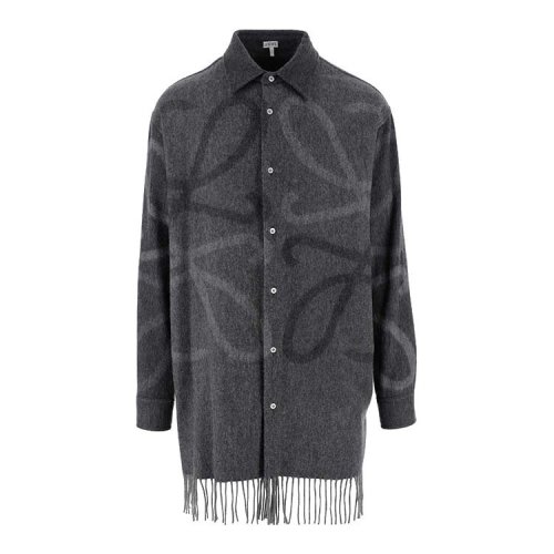  LOEWE/罗意威  时尚百搭 男性 灰色 男士羊毛中长款翻领长袖衬衫 H526337X87 1120