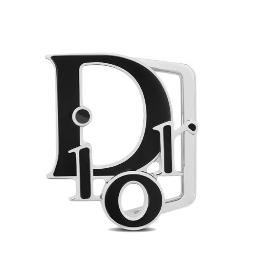 DIOR/迪奥 WORLD TOUR系列 男士镀钯黄铜和黑色珐琅腰带扣35毫米4915PMECD_H66Q