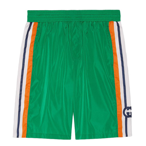 GUCCI/古驰 ouverture系列 男士绿色尼龙复古GG条纹印花短裤599576XHADW3063