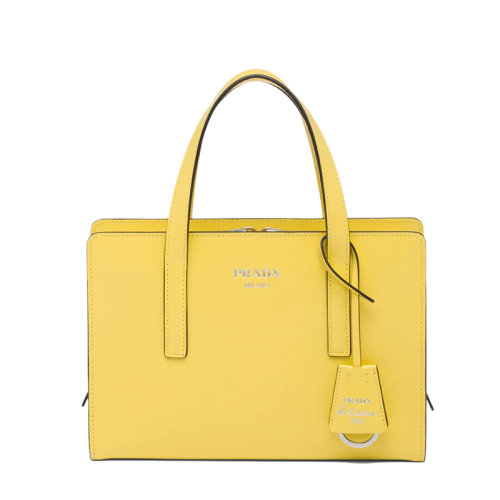 PRADA/普拉达 22新款Re-Edition 1995系列 女士迷你款黄色皮革热印徽标配拉链式隔层单肩斜挎手提包1BA357_ZO6_F0ZNZ_V_OOO