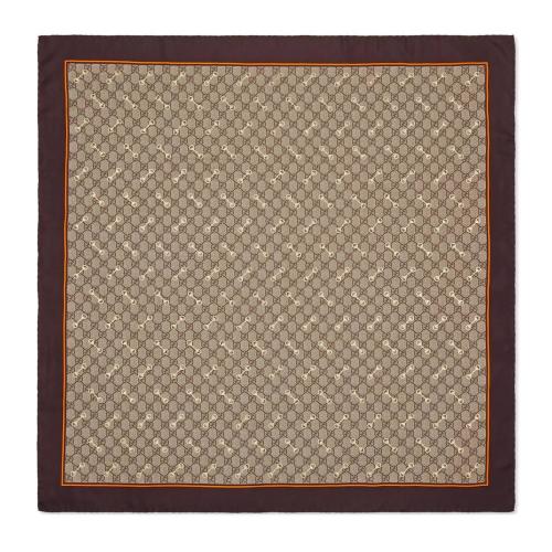  GUCCI古驰 22年秋冬 女士 GG马衔扣印花真丝围巾 662576 3G001 2276