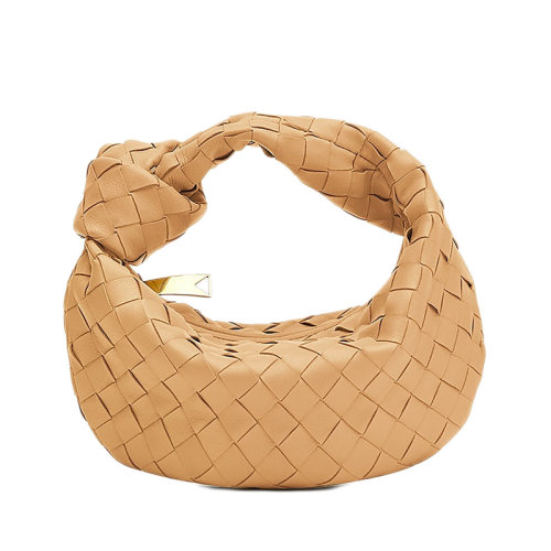 Bottega Veneta/葆蝶家 JODIE系列 女士杏仁色迷你牛皮小羊皮打结腋下包羊角包单肩包651876VCPP52700