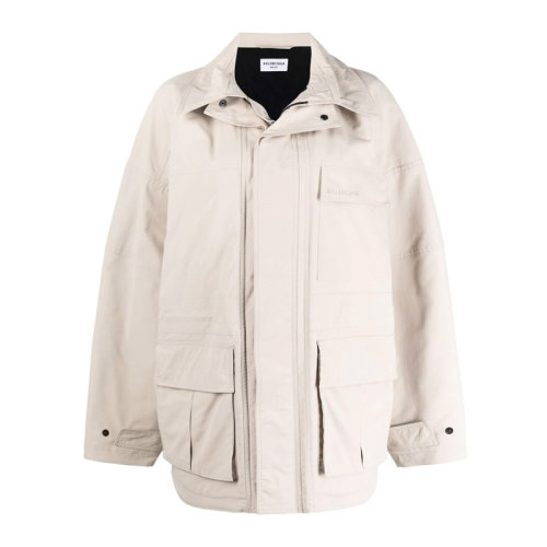 Balenciaga/巴黎世家 女士米色涤纶双向拉链按扣固定开合大廓形上衣外套夹克 663016-TKO31-9710