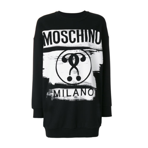 MOSCHINO/莫斯奇诺  女装 服装 棉质logo印花长袖中长款 女士连衣裙 A04565526