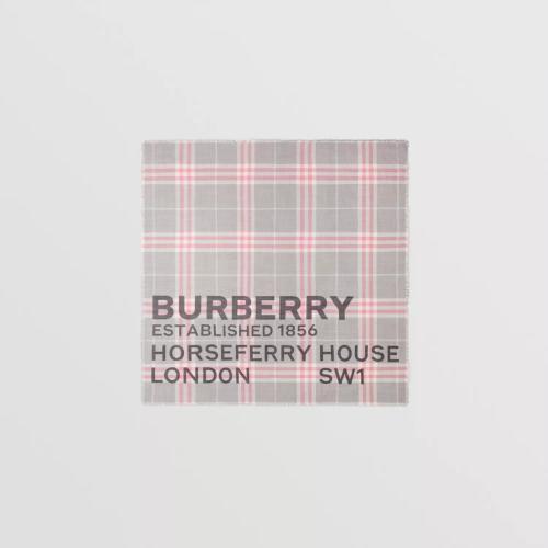  BURBERRY 22年秋冬 女士 Horseferry 印花格纹丝毛混纺大号方巾 80573881