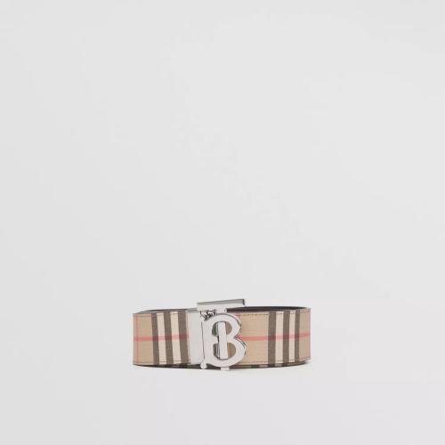  BURBERRY 22年秋冬 男士 双面两用 Vintage 格纹专属标识装饰腰带 80527761