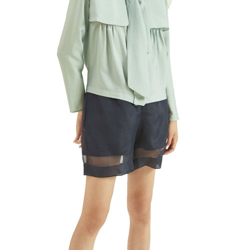 nisiss/怡夕柯根纱叠透中裤女士休闲裤y141ag49