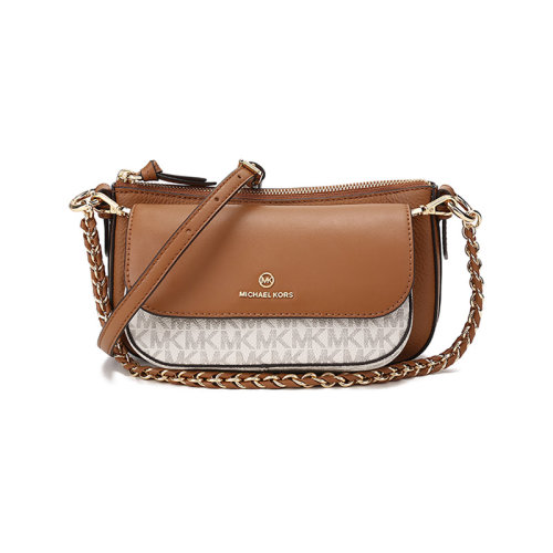 Michael Kors/迈克·科尔斯女士JET SET CHARM系列皮革,涂层帆布单肩斜挎包腋下包老花图案中号 32H0GT9C8L